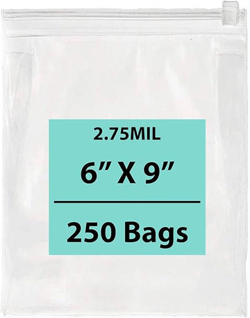 6X9 inches Resealable Poly Bags With Slide Seal 2.75 Mil (LDPE)